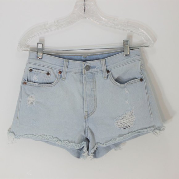 LEVIS Button Fly Cut Off Jean Shorts Distressed 26 - Picture 2 of 11